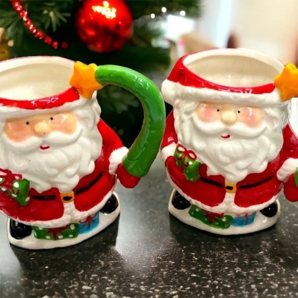 Pier 1 l Santa Mug l Set of 2 l Snowman (Set of 2 ) available l EUC